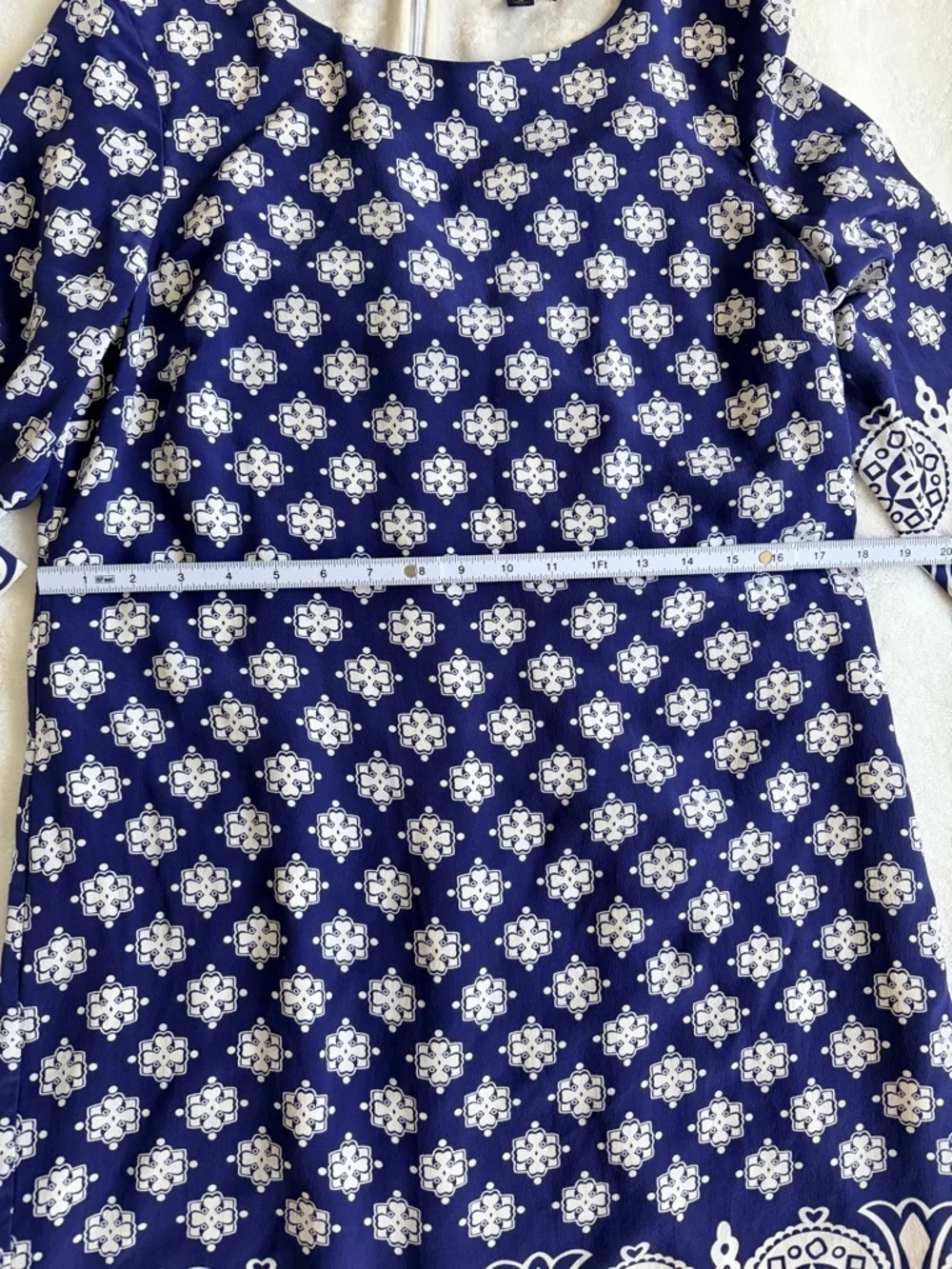 Brooks Brothers 100% Silk Navy & White Printed Midi Dress - Picture 4 of 10